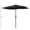 Outsunny 2 X 3(m) Garden Parasol Rectangular Market Umbrella W/ Crank - Brown/Beige/Black/Grey