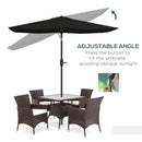 Outsunny 2 X 3(m) Garden Parasol Rectangular Market Umbrella W/ Crank - Brown/Beige/Black/Grey