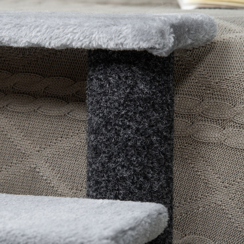 PawHut Pet Stairs with 4-step Stair, Scratching Posts, Platforms, Toy Ball