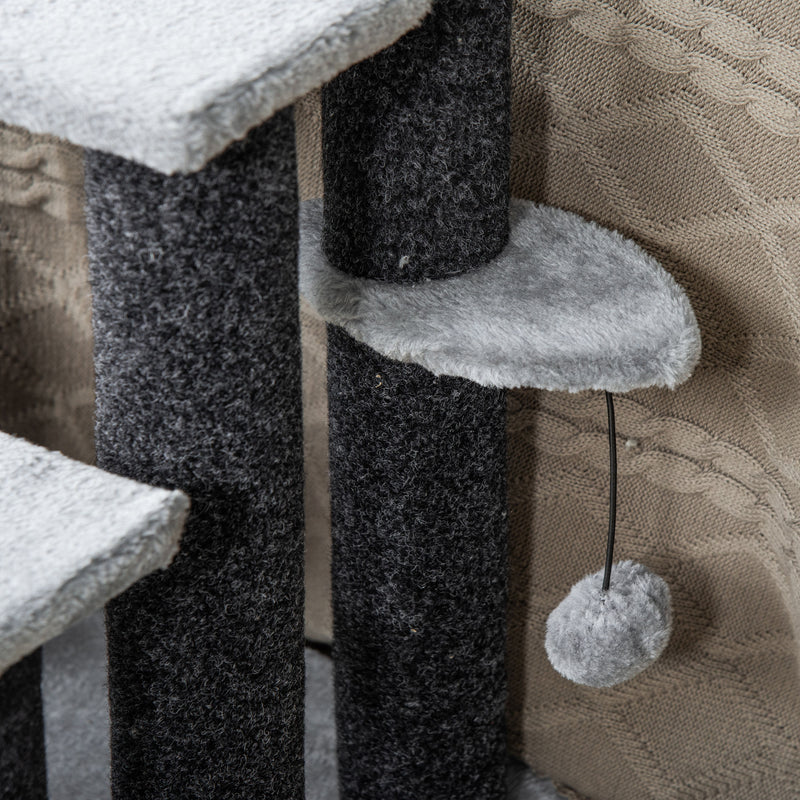 PawHut Pet Stairs with 4-step Stair, Scratching Posts, Platforms, Toy Ball