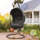 Outsunny Hanging Egg Chair w/ Stand Retractable Canopy, Grey