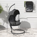 Outsunny Hanging Egg Chair w/ Stand Retractable Canopy, Grey