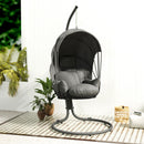 Outsunny Hanging Egg Chair w/ Stand Retractable Canopy, Grey