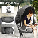 Outsunny Hanging Egg Chair w/ Stand Retractable Canopy, Grey