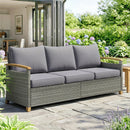 Outsunny Rattan Garden Sofa With Cushioned Wide Seats Dark Grey