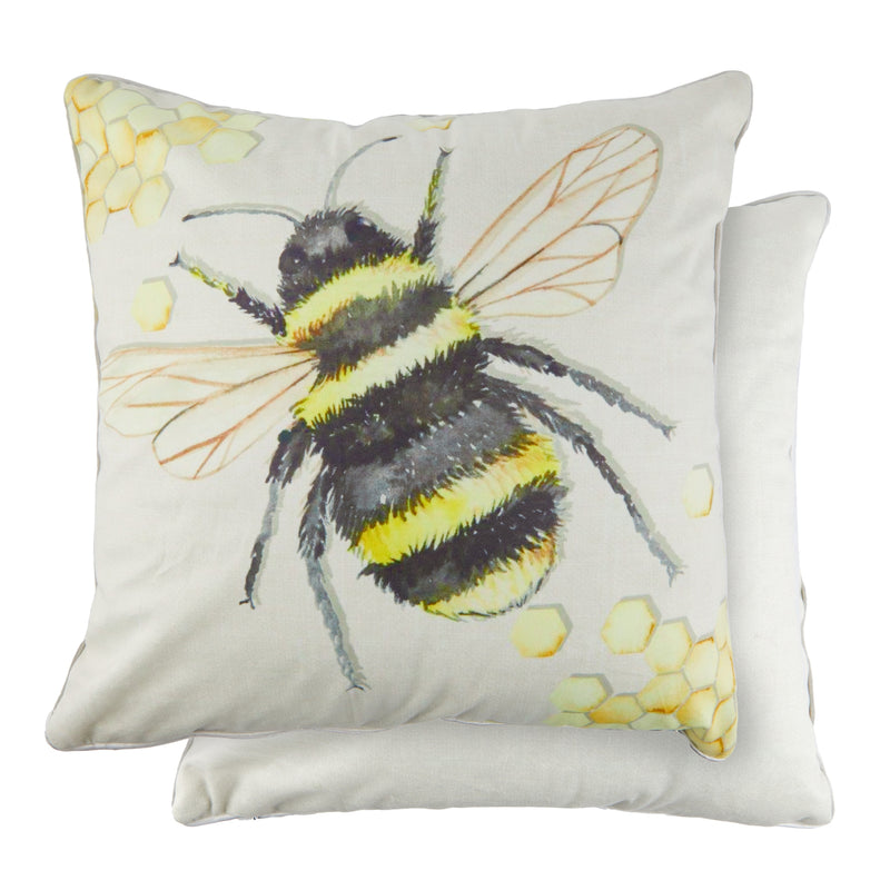Watercolour Animals Velvet Cushion Cover with Bee Print