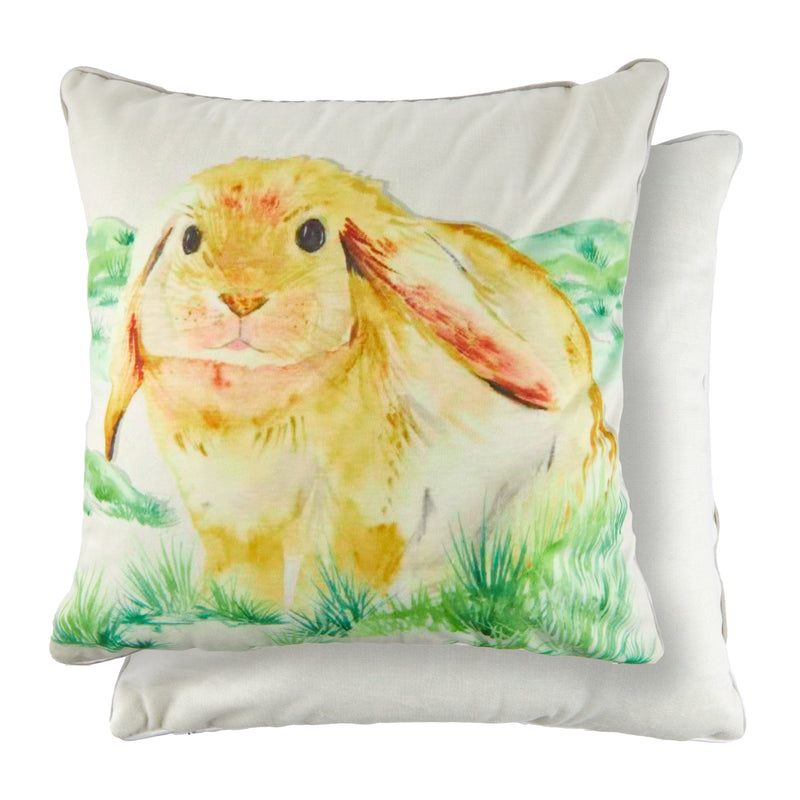 Watercolour Animals Velvet Cushion Cover with Bunny Print