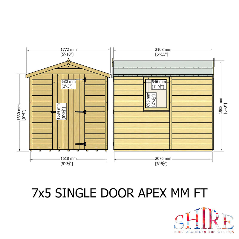 Shiplap 7 X 5 Apex Shed