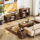 HOMCOM Coffee Table with Storage and Sliding Doors for Living Room