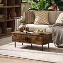 HOMCOM Coffee Table with Storage and Sliding Doors for Living Room