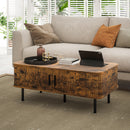 HOMCOM Coffee Table with Storage and Sliding Doors for Living Room