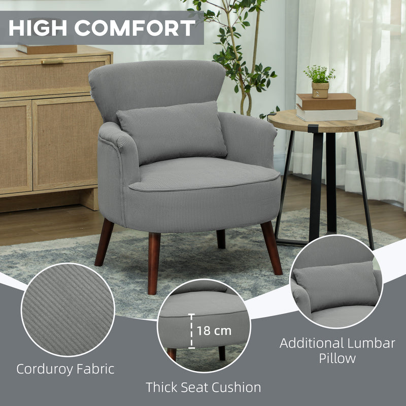 HOMCOM Armchair with Padded Seat and Backrest for Living Room, Light Grey