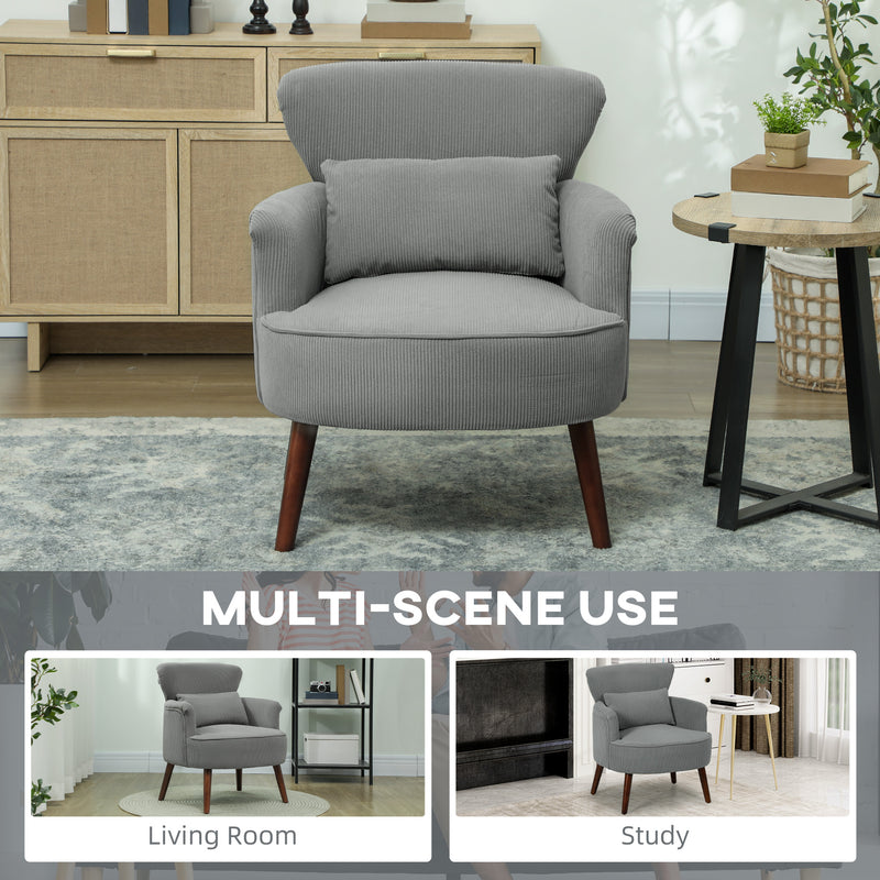 HOMCOM Armchair with Padded Seat and Backrest for Living Room, Light Grey