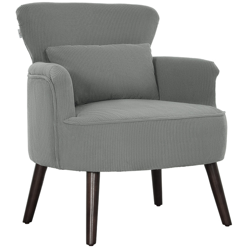 HOMCOM Armchair with Padded Seat and Backrest for Living Room, Light Grey