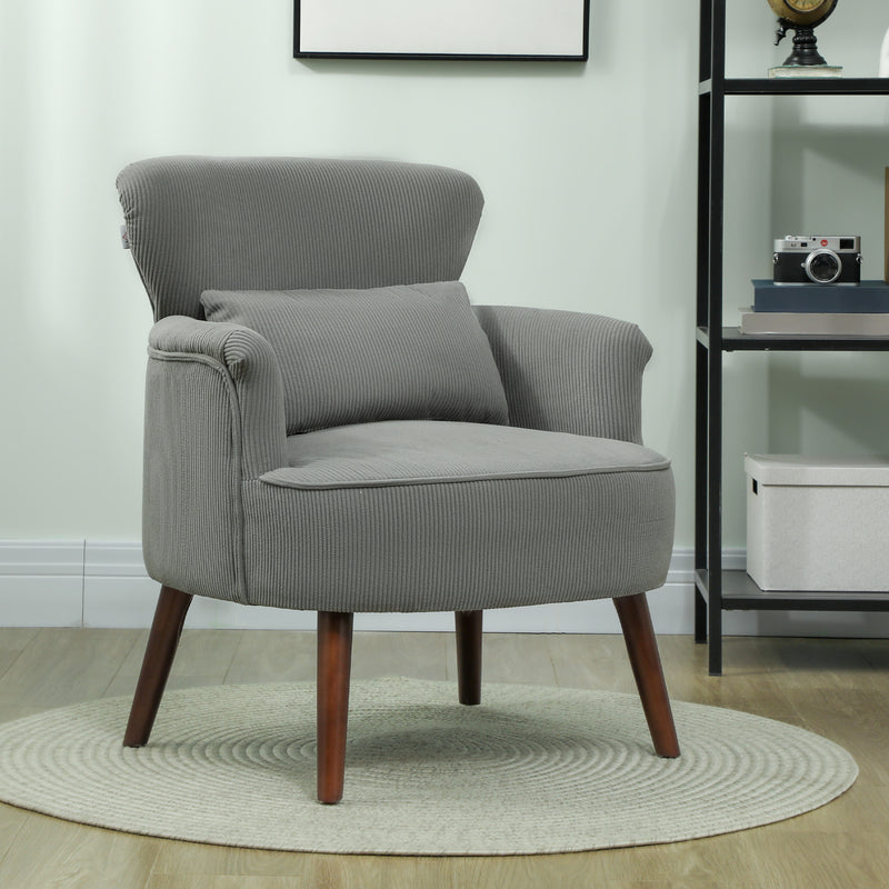 HOMCOM Armchair with Padded Seat and Backrest for Living Room, Light Grey