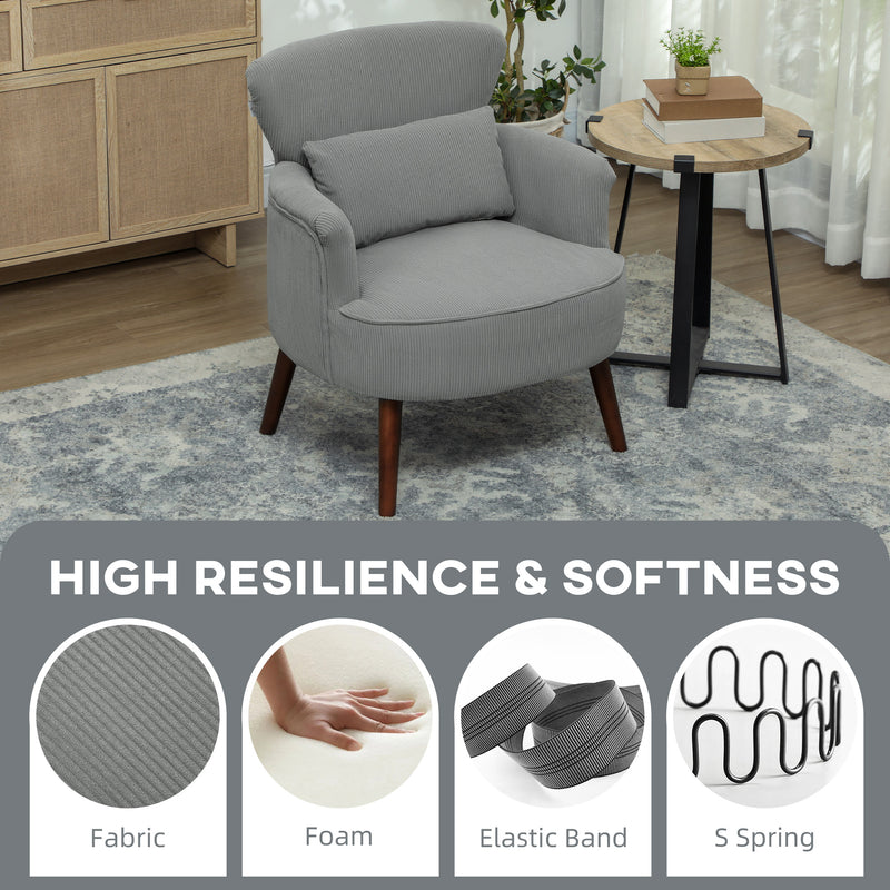 HOMCOM Armchair with Padded Seat and Backrest for Living Room, Light Grey