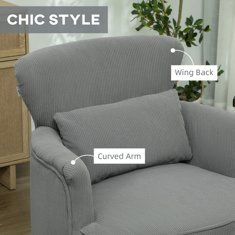 HOMCOM Armchair with Padded Seat and Backrest for Living Room, Light Grey