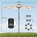 Outsunny 2.6 m Garden Parasol Umbrella with Light, Outdoor Patio Umbrella
