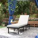 Outsunny Folding Rattan Sun Lounger with Adjustable Back, Cushion, Black