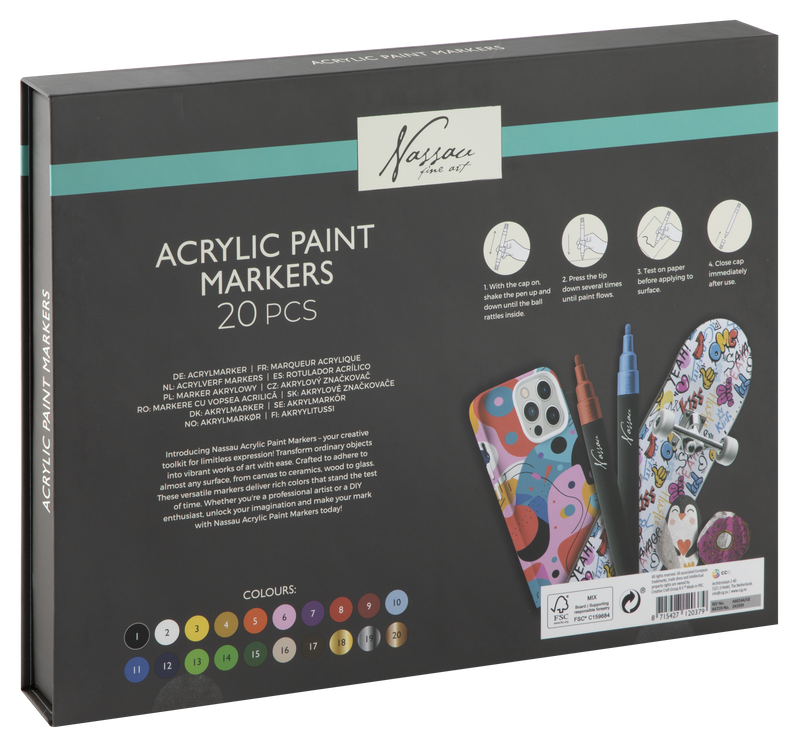 20 Piece Acrylic Markerset