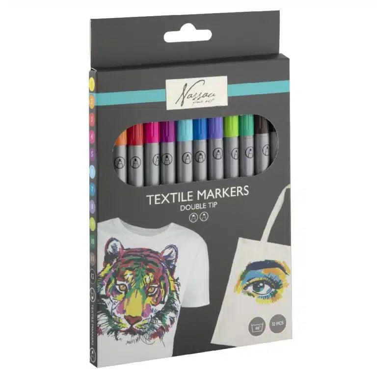Textile Dual Markers 12 Pcs. Asstd In Fc Windowbox