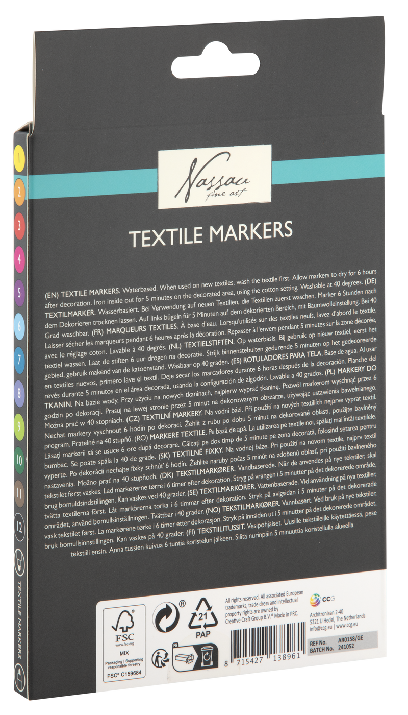 Textile Dual Markers 12 Pcs. Asstd In Fc Windowbox