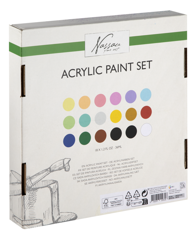 Acrylic Paint, 18 x 36ml