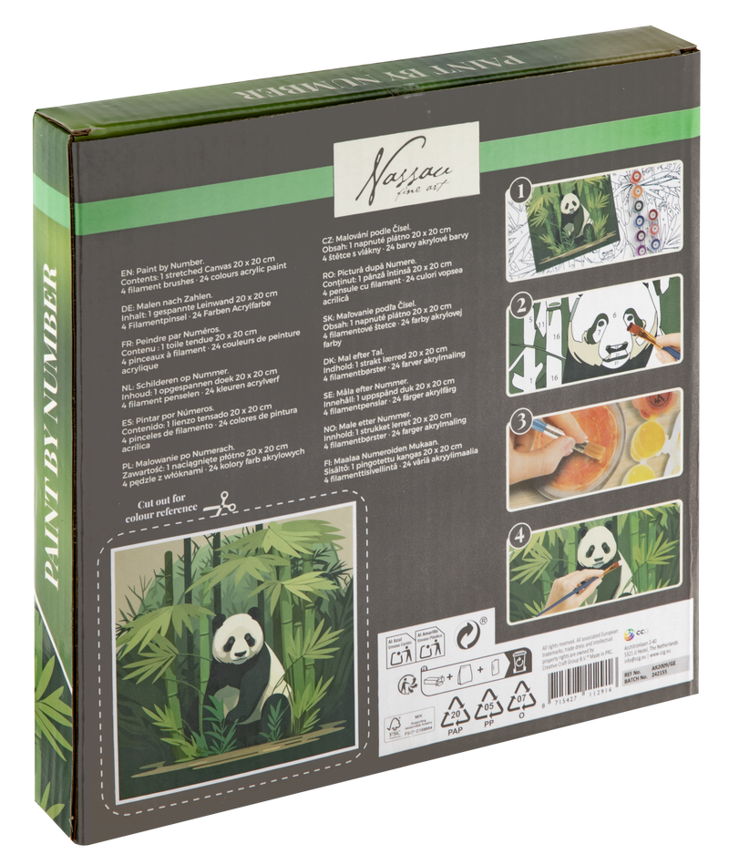 Paint By Number 20X20Cm Panda-25 Paints/4 Brushes