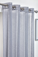 Aries - Eyelet Voile Curtain Panel in Silver
