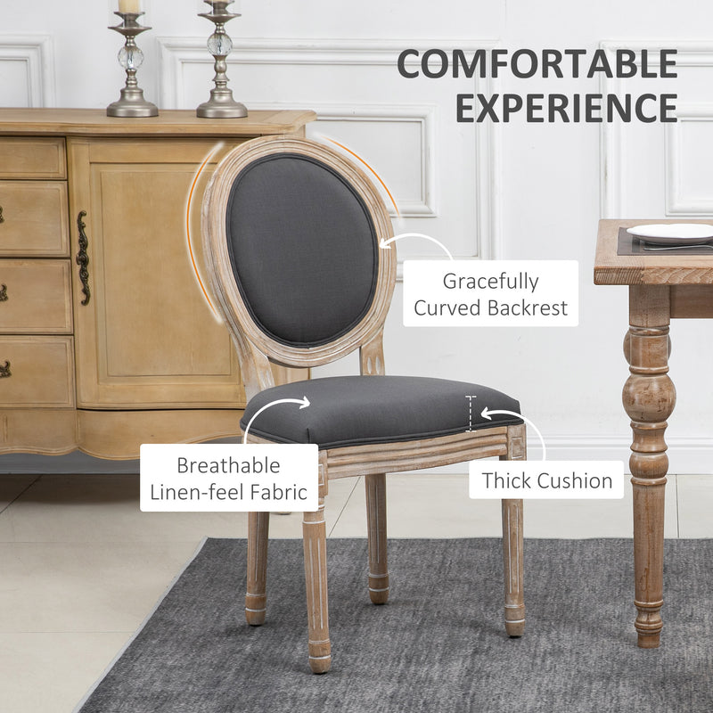 HOMCOM French-Style Dining Chairs Set of 2 with Linen Upholstery, Backrest