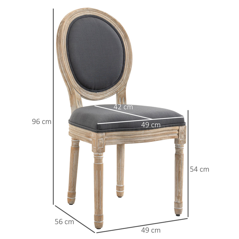 HOMCOM French-Style Dining Chairs Set of 2 with Linen Upholstery, Backrest