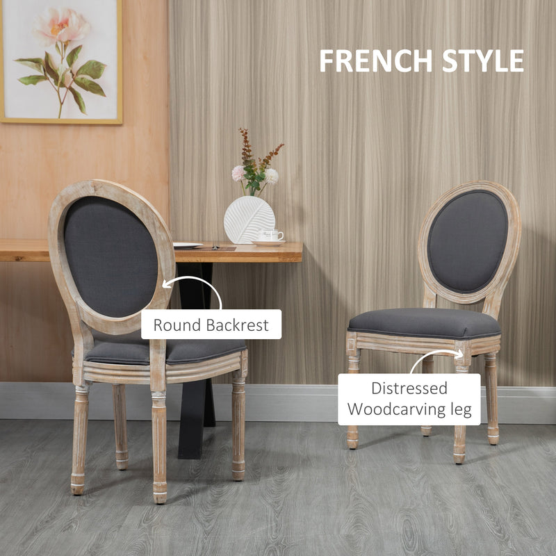 HOMCOM French-Style Dining Chairs Set of 2 with Linen Upholstery, Backrest