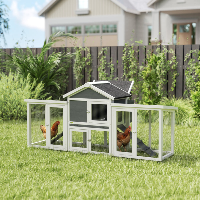 PawHut Wood Chicken Coop Hens Cage Poultry House with Nesting Boxes Run