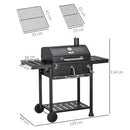 Charcoal BBQ Grill Smoker Trolley with Shelves, Bottle Opener and Wheels
