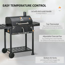 Charcoal BBQ Grill Smoker Trolley with Shelves, Bottle Opener and Wheels