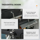 Charcoal BBQ Grill Smoker Trolley with Shelves, Bottle Opener and Wheels