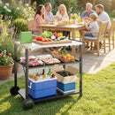 Outsunny Outdoor Grill Cart, Food Prep Table on Wheels, Black