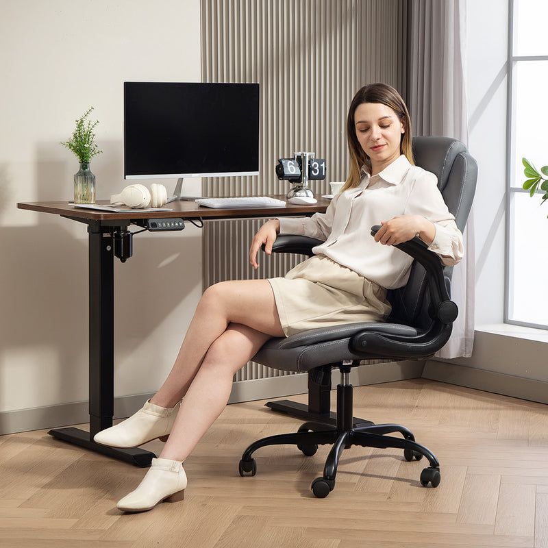 HOMCOM PU Leather Office Desk Chair with Thick Cushion