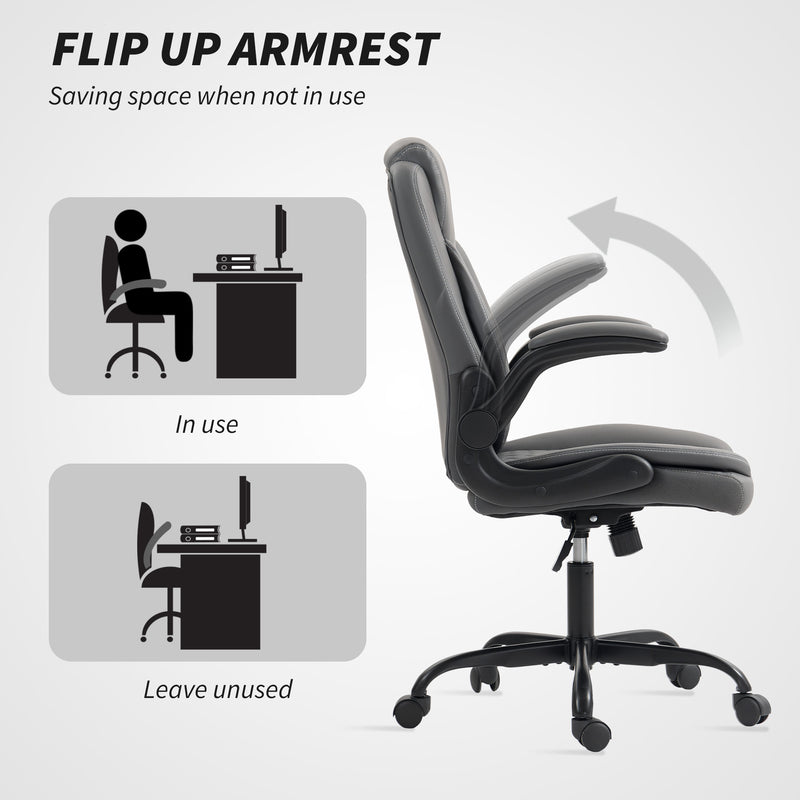 HOMCOM PU Leather Office Desk Chair with Thick Cushion