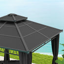 Outsunny 3 x 3 (m) Double Roof Hard Top Gazebo w/Nettings, Dark Grey