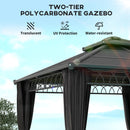 Outsunny 3 x 3 (m) Double Roof Hard Top Gazebo w/Nettings, Dark Grey