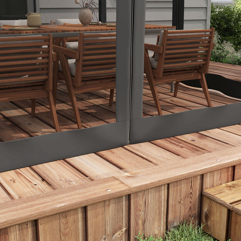 Outsunny Pergola With Retractable Roof And Netting, Dark Grey