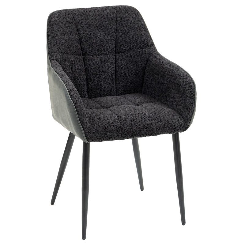 HOMCOM Accent Chair W/ Foot Pads And Chenille Fabric Arm Chair - Cream White/Black