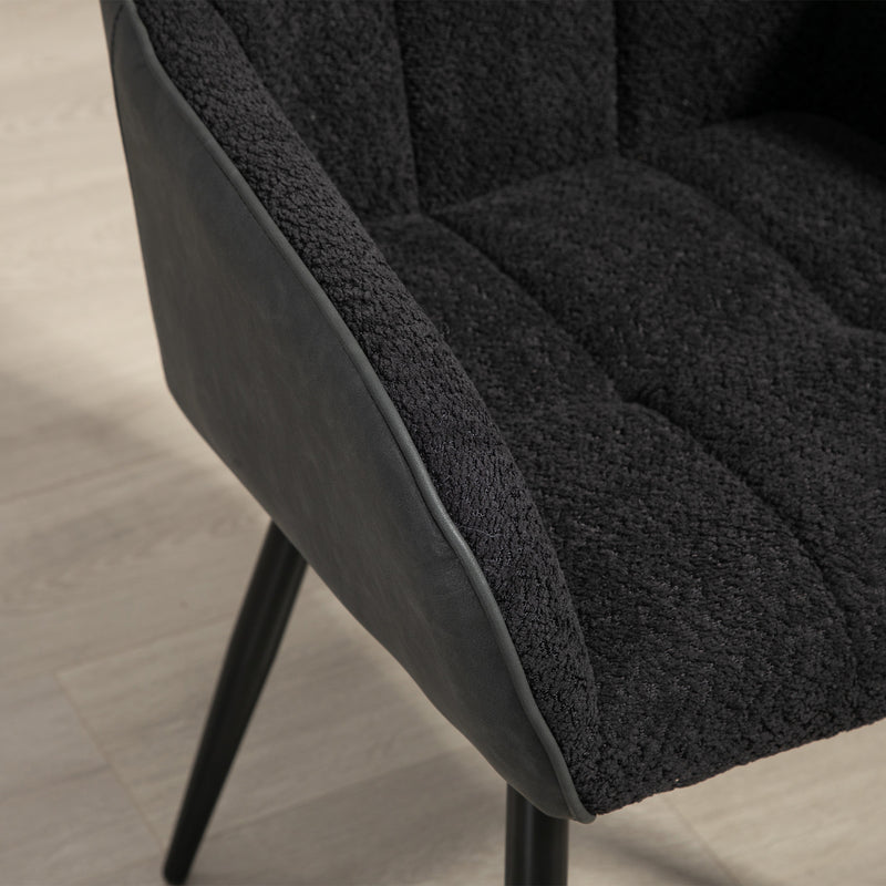 HOMCOM Accent Chair W/ Foot Pads And Chenille Fabric Arm Chair - Cream White/Black