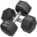 HOMCOM Rubber Hex Dumbbell Portable Hand Weights For Home Gym