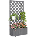 Outsunny Wood Planter With Trellis For Climbing Plants, Grey