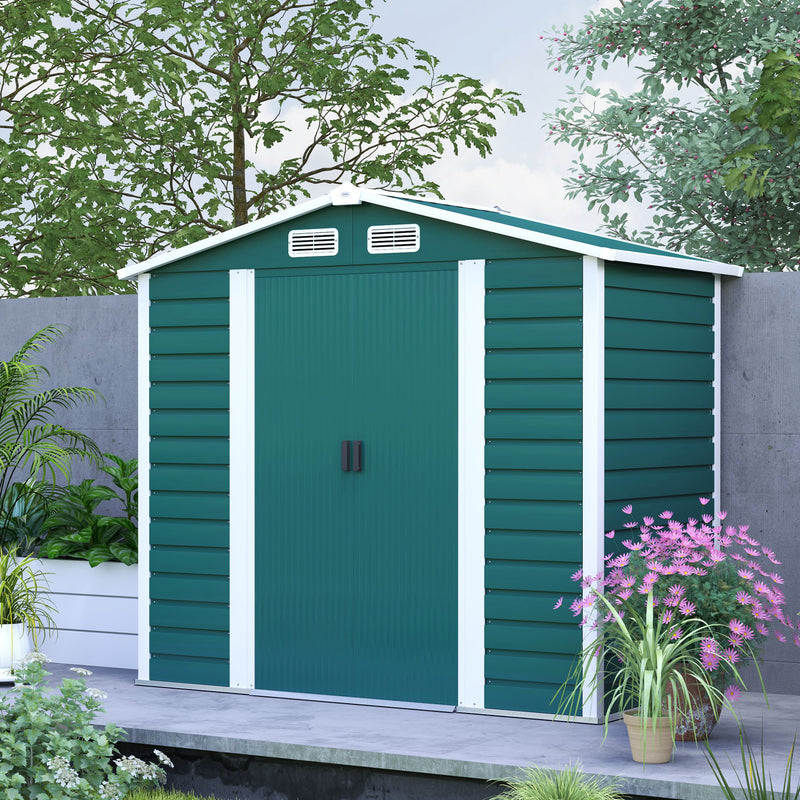 Outsunny 7 x 4ft Upgraded Metal Shed with Lock, Easy to Assemble