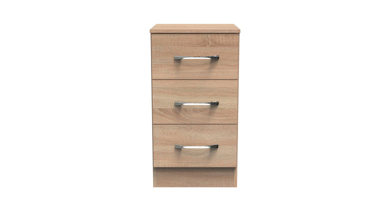 Alton Ready Assembled 3 Drawer Bedside Cabinet in Bardolino Oak