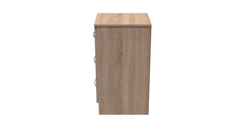Alton Ready Assembled 3 Drawer Bedside Cabinet in Bardolino Oak