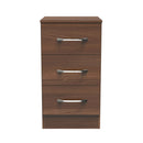 Alton Ready Assembled 3 Drawer Bedside Cabinet in Noche Walnut
